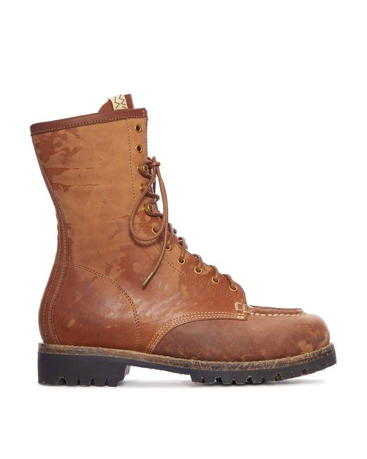 Visvim Brown Moc-Folk Leather Scout Boots for men
