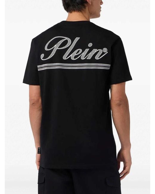 Philipp Plein Black Round-Neck T-Shirt Signature for men