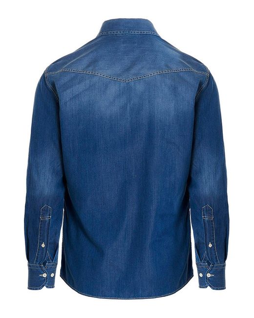 Brunello Cucinelli Blue Texan Shirt for men