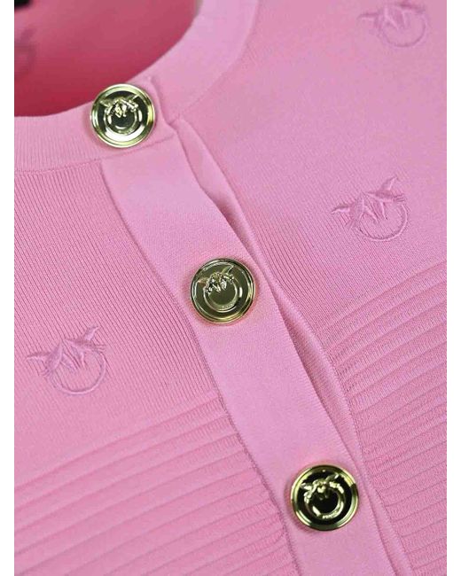 Pinko Pink Ciliegio Cardigan With Love Birds Logo