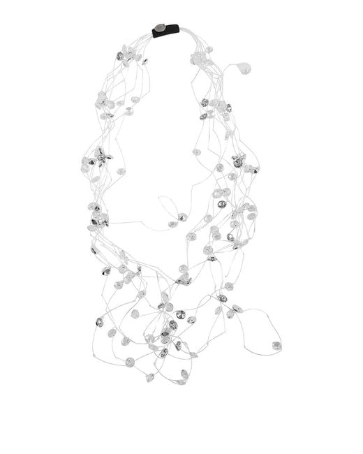 Maria Calderara White Long Net Crystals Necklace