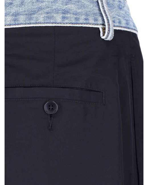 Alexander Wang Blue Straight Trousers With Denim Detail