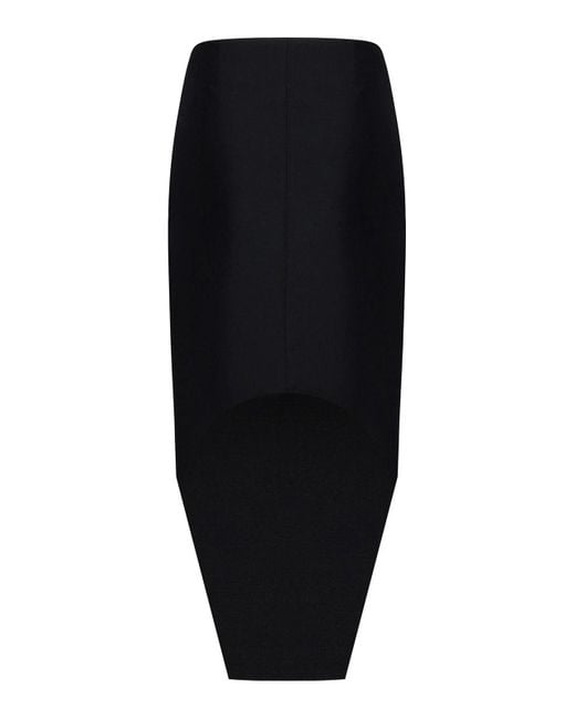 Givenchy Blue Wool And Mohair Asymmetric Midi Skirt