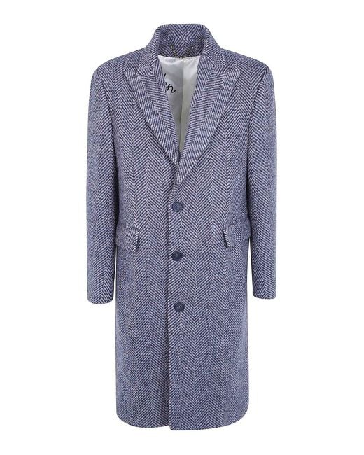 Golden Goose Deluxe Brand Blue Golden M's Single Breasted Coat Chevron Wool for men