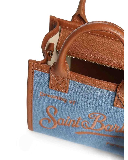 Mc2 Saint Barth Blue Mini And Leather Vanity Bag