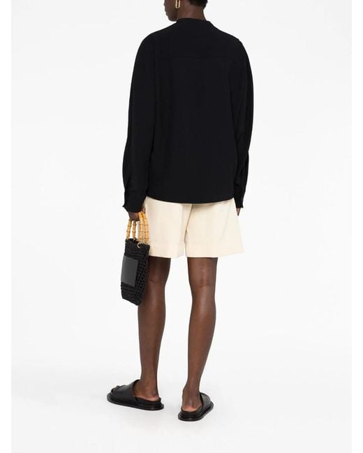 Jil Sander Black Mandarin Collar Shirt