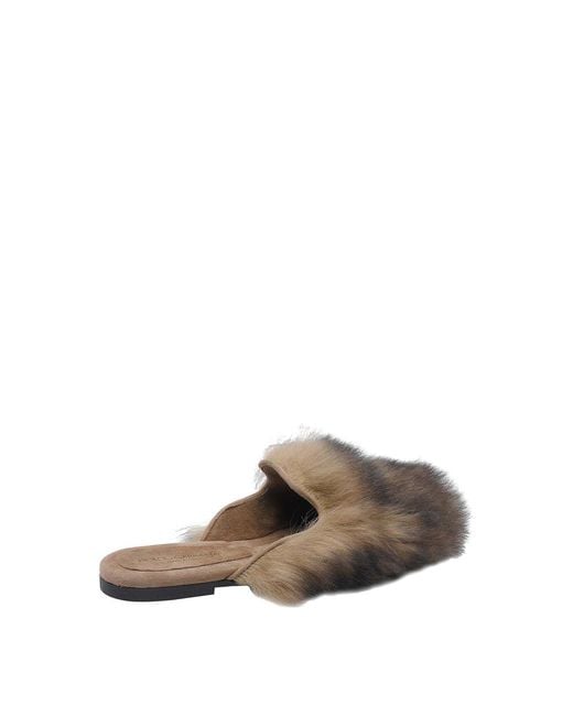 Dolce & Gabbana Brown Shearling And Suede Slippers