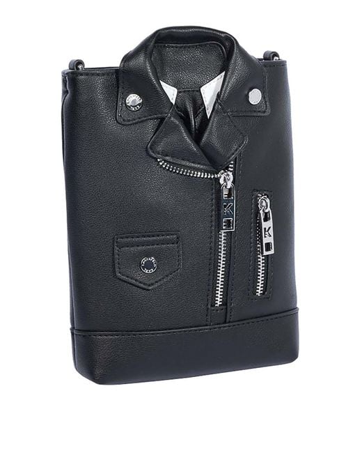 Karl Lagerfeld Black Ikon Crossbody Biker Jacket Bag