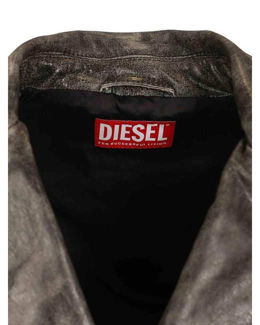 DIESEL Black Biker Jacket for men