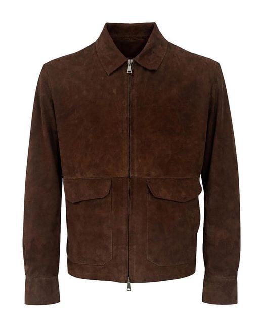 Franzese Collection Brown Dark Bonded Suede Jacket for men
