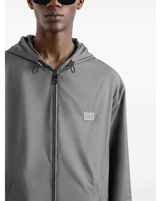 Dolce & Gabbana Gray Logo-Plaque Bomber Jacket for men