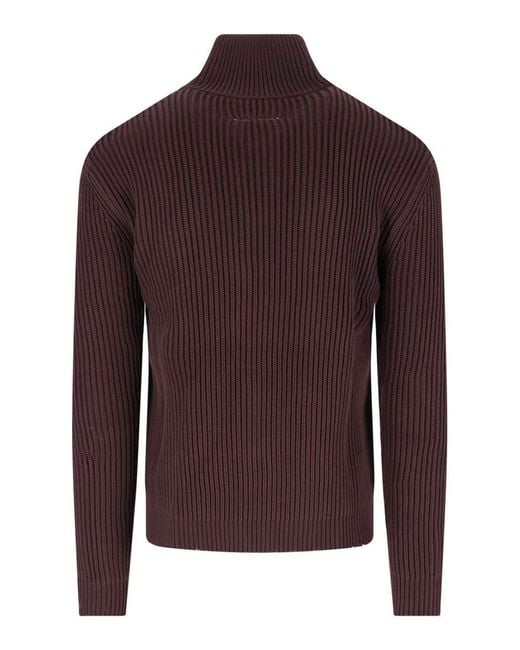 MM6 by Maison Margiela Purple Ribbed Zip Sweater for men