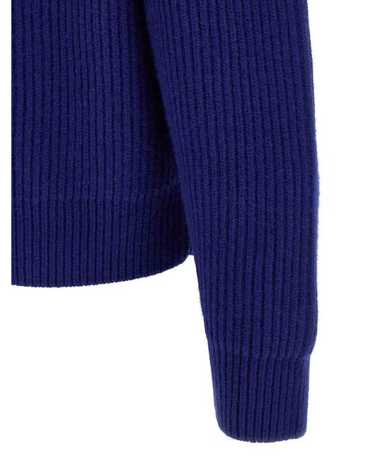 Jil Sander Blue Fisherman's Rib' Sweater for men