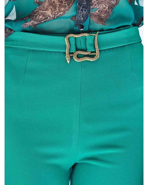 Just Cavalli Green Artiglio Cady Trousers