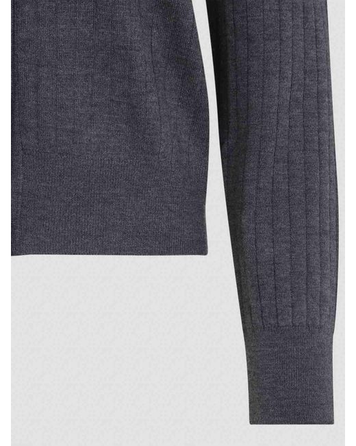 Bottega Veneta Blue Wool Ribbed Cardigan