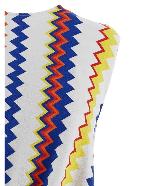 Missoni Blue Peplum Top With Vibrant Zigzag Pattern
