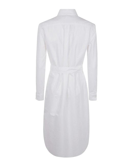 Polo Ralph Lauren White N Cory Long Sleeve Day Dress