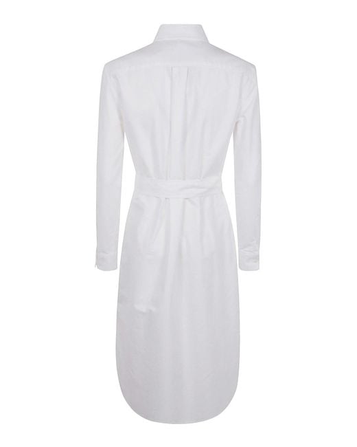 Polo Ralph Lauren White N Cory Long Sleeve Day Dress