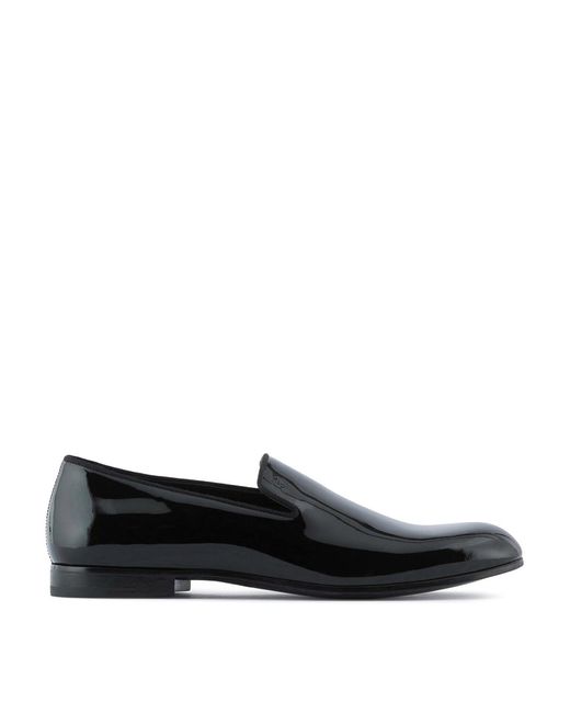 Giorgio Armani Black Patent Leather Loafers for men