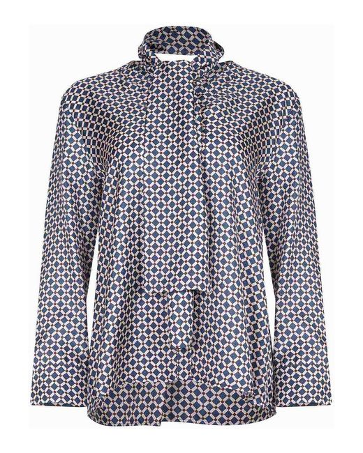 Max Mara Blue Shirt Made Of Silk