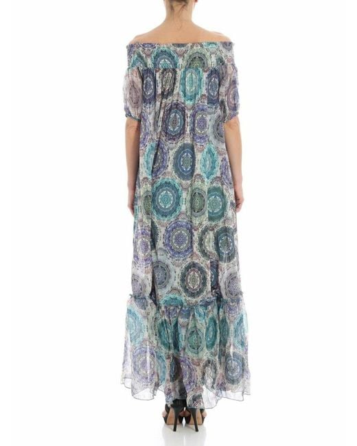 Fuzzi Blue Off Shoulder Dress