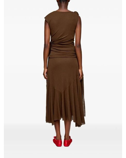 Ganni Brown Marl Mesh Long Dress