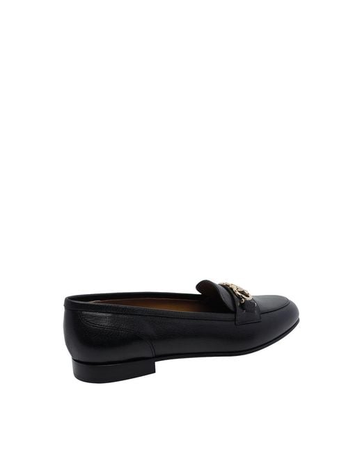 Ferragamo Black Gancini Leather Loafers