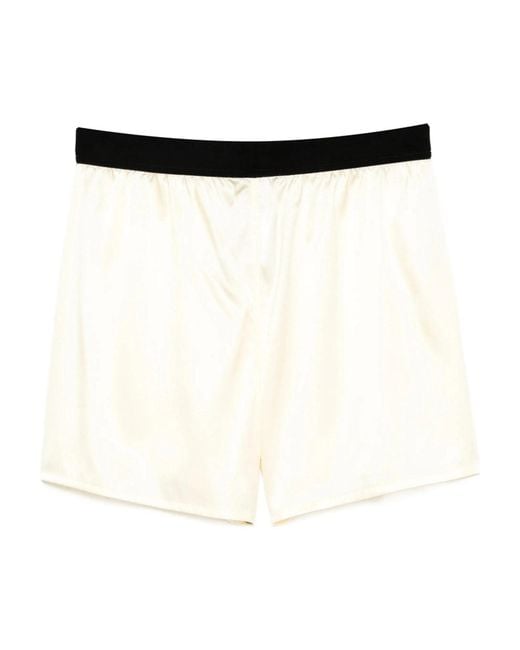 Tom Ford White Pale Lemon Elasticated Logo Shorts