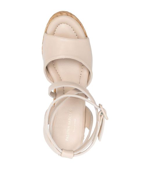 Paloma Barceló White Leather Sandalswith Block Heel