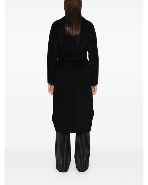 Max Mara Black Wool And Cashmere Dressing Gown Coat