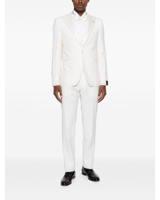 Tagliatore White Lightweight Linen Suit for men