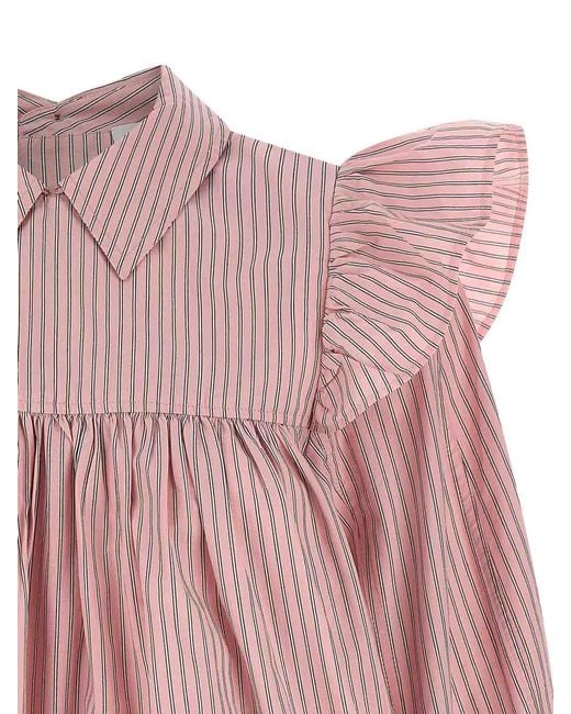 Ganni Pink Striped Blouse