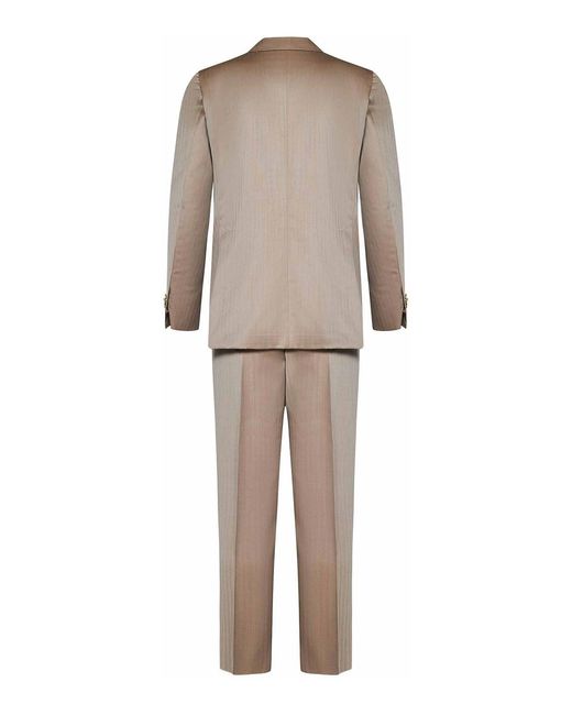 Franzese Collection Natural Double-Breasted Suit Herringbone Pattern for men