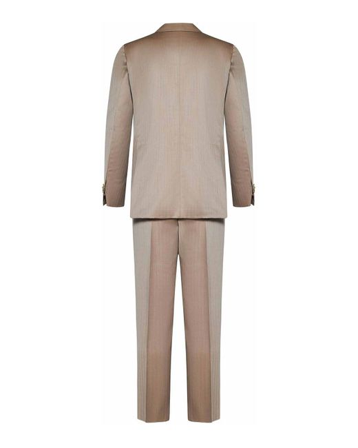Franzese Collection Natural Double-Breasted Suit Herringbone Pattern for men