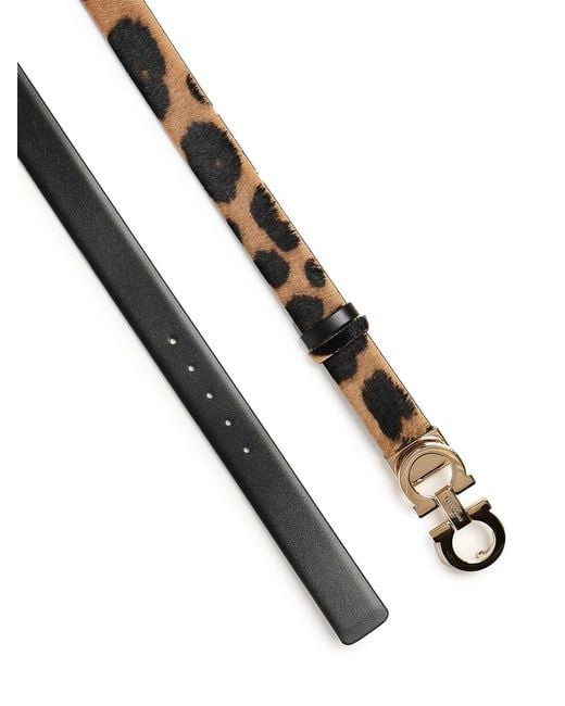 Ferragamo Animal Print Gancini Belt in Black | Lyst