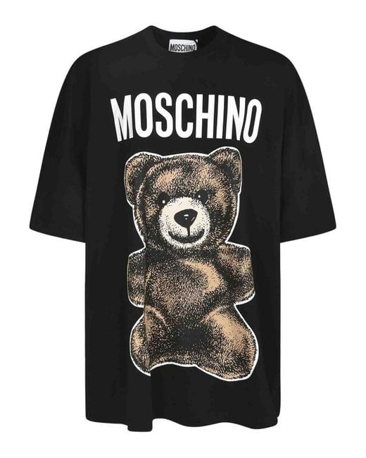 Moschino Black Teddy Bear-Printed Crewneck T-Shirt for men