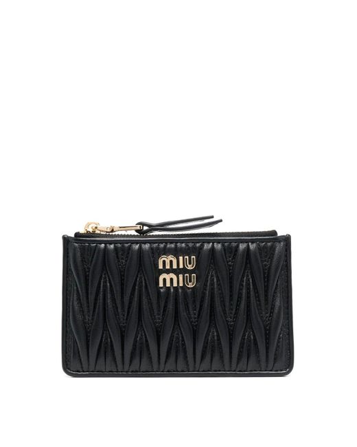 Miu Miu Black Matelass Leather Wallet