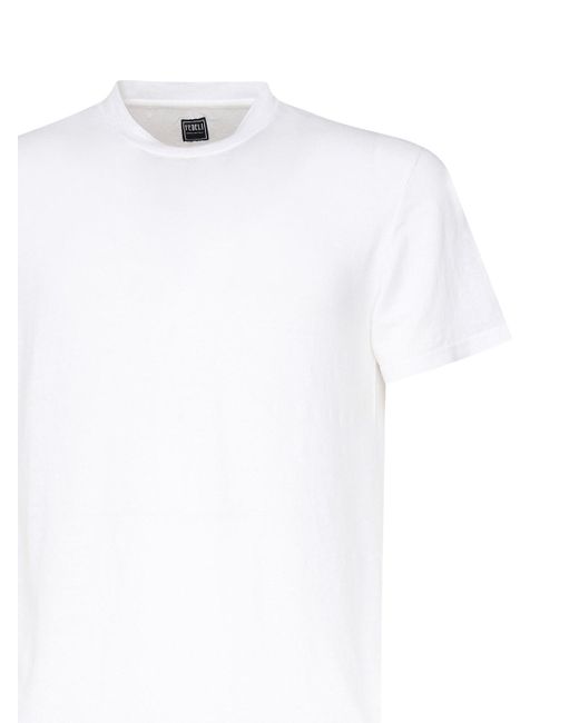 Fedeli White Short Sleeve Linen T-Shirt for men
