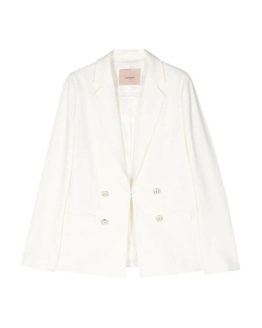Twin Set White Double Breasted Jacket