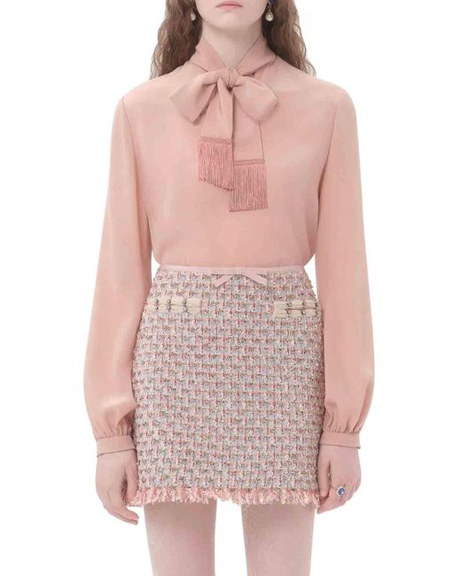 Valentino Garavani Pink Crepe Top With Tripoline