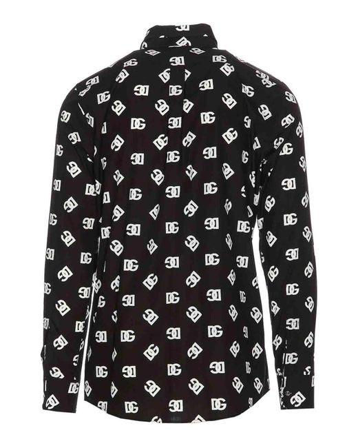 Dolce & Gabbana Black Dg Logo Print Martini Shirt for men