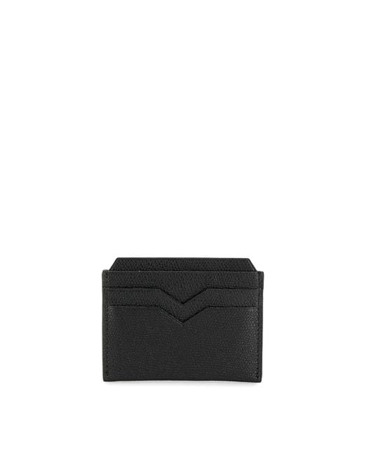 Valextra Black Pebbled Leather Cardholder