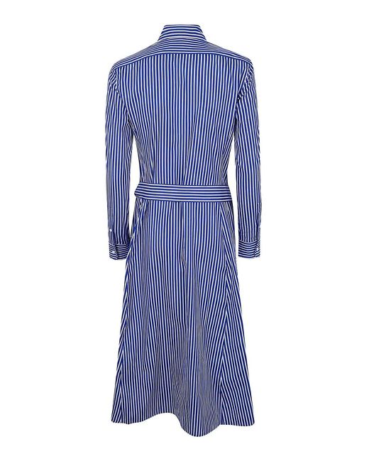 Polo Ralph Lauren Blue Long Sleeves Midi Day Dress