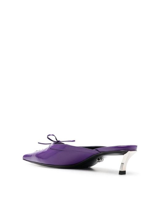 Versace Purple Pin Point Mules With Kitten Heel 50Mm