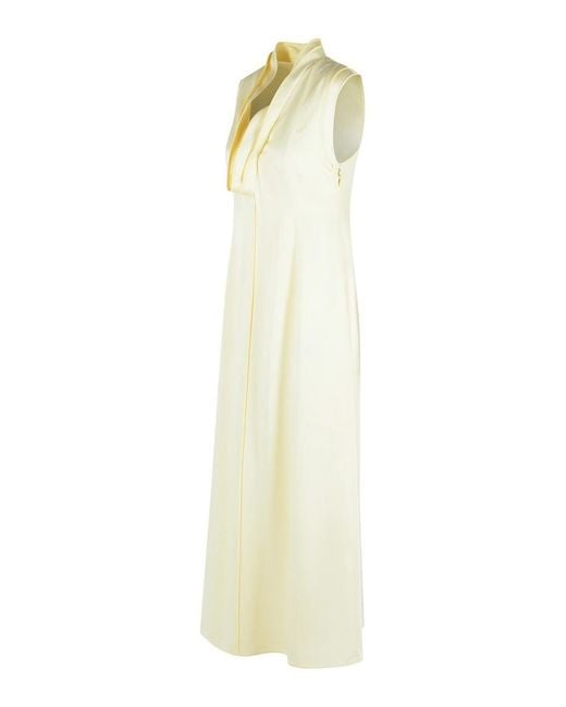 Jil Sander White Ivory Acetate And Viscose Dress