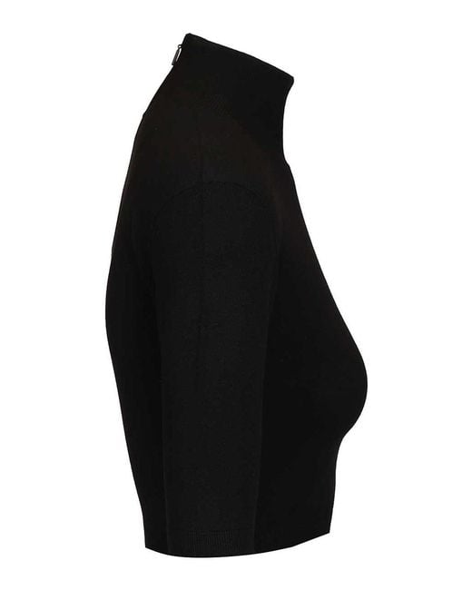 Max Mara Black Stretch Viscose Crop Turtleneck