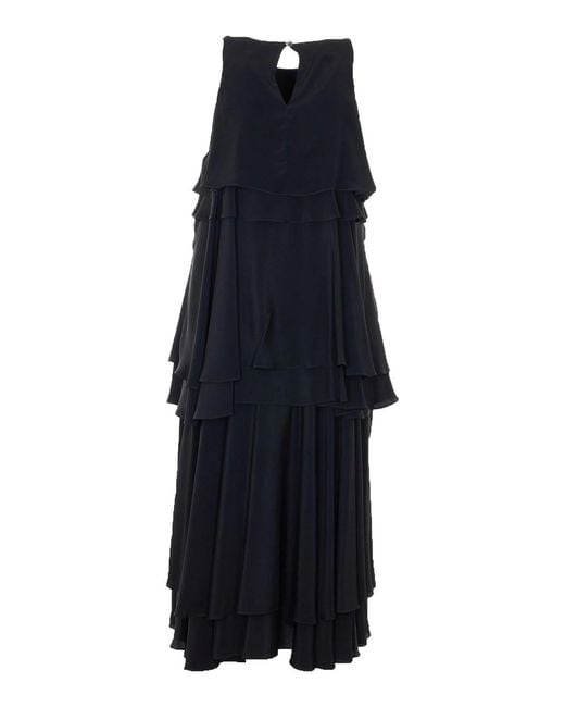AMI Blue Rouhces Long Dress
