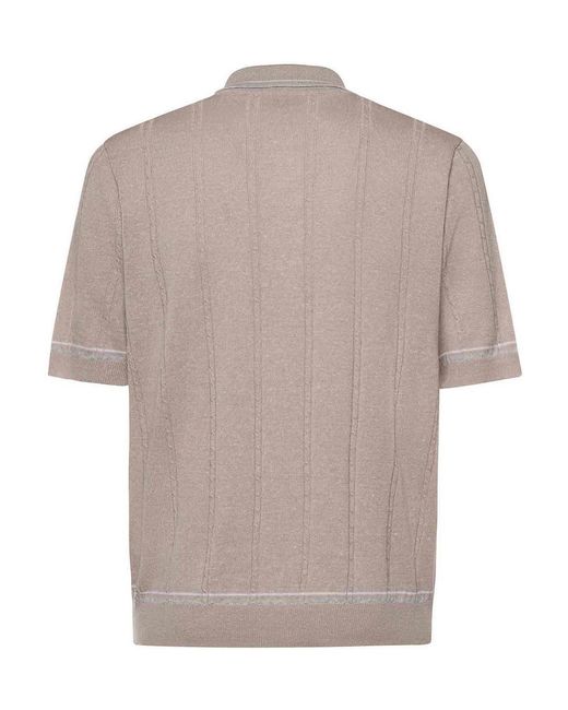 Eleventy White Linen And Cotton Polo Shirt for men