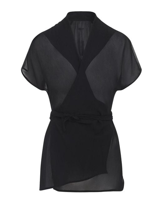 Rick Owens Black Wrap Ss Top