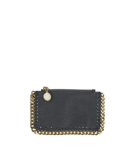 Stella McCartney Gray Card Case In Slate With Chain Edges